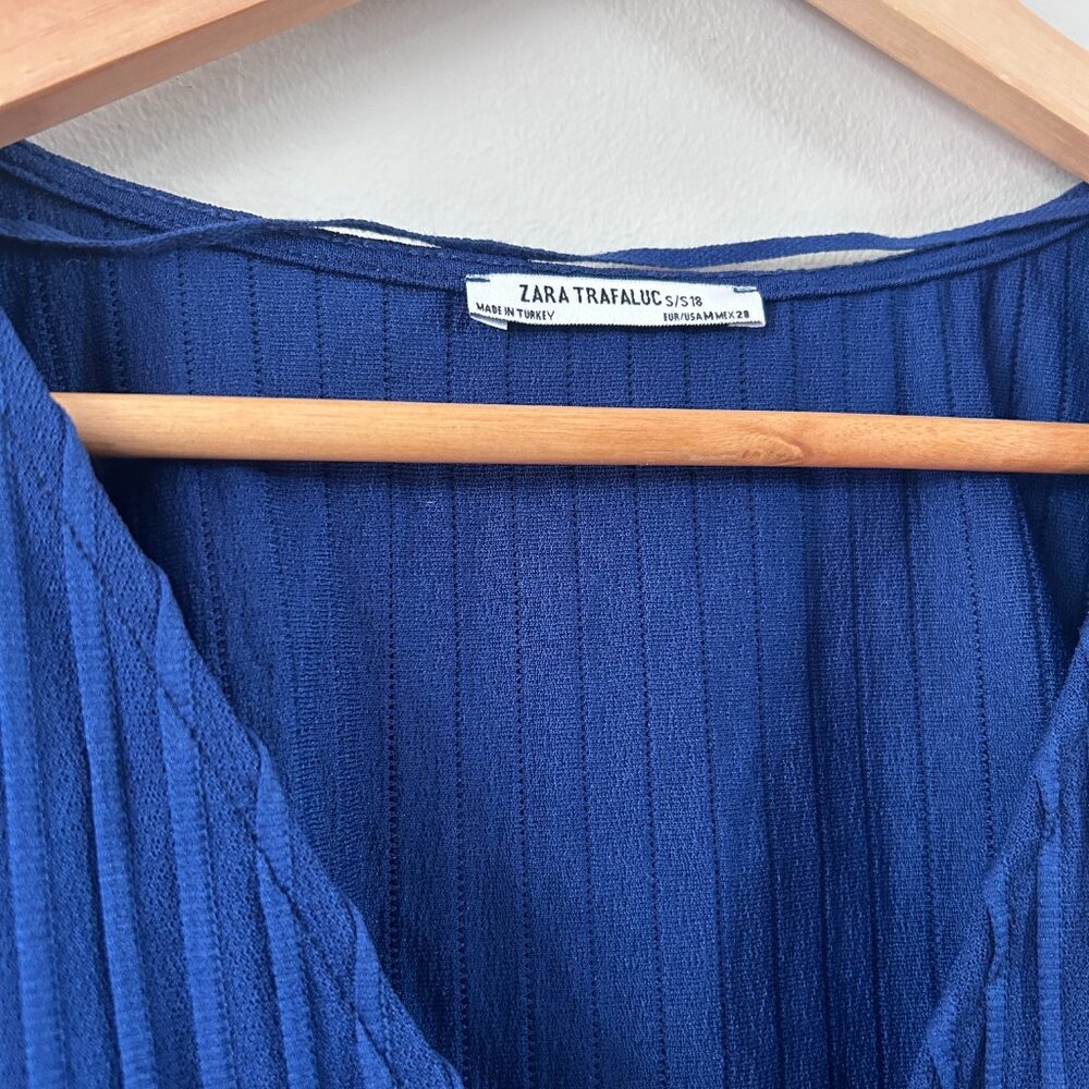 Zara Trafaluc Blue Pleated Top & Trousers Two Piece Set - Picture 5 of 5